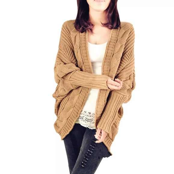 Khaki Knit oversized Cardigan - Picture 2 of 7